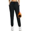 imagebaleaf Womens Fleece Lined Pants Joggers WaterResistant Zipper Pocket Thermal Sweatpants Winter Running Hiking Jogging02black