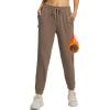 imagebaleaf Womens Fleece Lined Pants Joggers WaterResistant Zipper Pocket Thermal Sweatpants Winter Running Hiking Jogging02brown