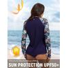 imagebaleaf Womens Long Sleeve Rash Guard Sun Protection Swim Shirts Swimsuit Top for Woman with Zipper Pocket ThumbholeNavyFloral
