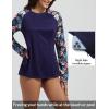imagebaleaf Womens Long Sleeve Rash Guard Sun Protection Swim Shirts Swimsuit Top for Woman with Zipper Pocket ThumbholeNavyFloral