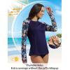 imagebaleaf Womens Long Sleeve Rash Guard Sun Protection Swim Shirts Swimsuit Top for Woman with Zipper Pocket ThumbholeNavyFloral