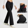 imagebaleaf Womens Yoga Pants V Crossover Flare Leggings with Pockets High Waist Casual Workout Gym Bell Bottom LeggingsBlack