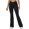 imagebaleaf Womens Yoga Pants V Crossover Flare Leggings with Pockets High Waist Casual Workout Gym Bell Bottom LeggingsBlack