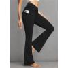 imagebaleaf Womens Yoga Pants V Crossover Flare Leggings with Pockets High Waist Casual Workout Gym Bell Bottom LeggingsBlack