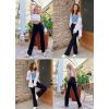 imagebaleaf Womens Yoga Pants V Crossover Flare Leggings with Pockets High Waist Casual Workout Gym Bell Bottom LeggingsWhite