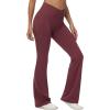 imagebaleaf Womens Yoga Pants V Crossover Flare Leggings with Pockets High Waist Casual Workout Gym Bell Bottom LeggingsWine
