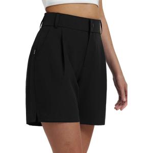 imagebaleaf Womens 6quot Golf Shorts Stretch Pleated Work Short for Hiking Quick Dry Dressy Casual Summer UPF50Black