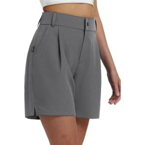 imagebaleaf Womens 6quot Golf Shorts Stretch Pleated Work Short for Hiking Quick Dry Dressy Casual Summer UPF50Dark Gray