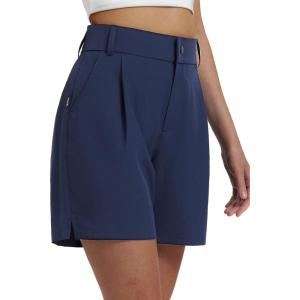 imagebaleaf Womens 6quot Golf Shorts Stretch Pleated Work Short for Hiking Quick Dry Dressy Casual Summer UPF50Navy Blue