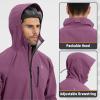 imagebaleaf Mens Rain Jacket Waterproof Running Cycling Windbreaker Golf Hiking Gear Hood Raincoat Packable ReflectiveRose Red