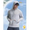 imagebaleaf Mens Rash Guard with Kangaroo Pocket UPF 50 Swim Shirts Long Sleeve Water Sun Protection Hoodie SwimsuitLight Gray