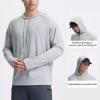 imagebaleaf Mens Rash Guard with Kangaroo Pocket UPF 50 Swim Shirts Long Sleeve Water Sun Protection Hoodie SwimsuitLight Gray