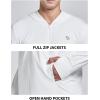 imagebaleaf Mens UPF 50 Full Zip Light Jacket Hooded Long Sleeve Cooling Shirt with Pocket Hiking Fishing Outdoor PerformanceWhite