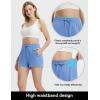 imagebaleaf Womens 4quot High Waisted Workout Shorts with Pockets Elastic Athletic Gym Running Yoga Shorts Modal SoftBlue
