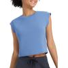 imagebaleaf Womens Crop Workout Tank Tops Modal Soft Sleeveless Yoga Top Athletic Running Lounge Loose ShirtsBlue