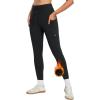 imagebaleaf Womens Fleece Lined Leggings High Waisted Water Resistant Winter Warm Running Thermal Pants Zipper PocketBlack