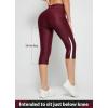 imagebaleaf Womens Padded Bike Pants High Waist Cycling Shorts 34 Bicycle Capris Legging Zipper Pockets UPF 5016inchwine Red