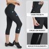 imagebaleaf Womens Padded Bike Pants High Waist Cycling Shorts 34 Bicycle Capris Legging Zipper Pockets UPF 5018 Inchall Black