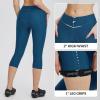 imagebaleaf Womens Padded Bike Pants High Waist Cycling Shorts 34 Bicycle Capris Legging Zipper Pockets UPF 5018 Inchblue