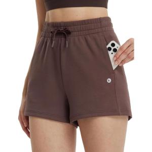 imagebaleaf Womens 4quot High Waisted Workout Shorts with Pockets Elastic Athletic Gym Running Yoga Shorts Modal SoftDark Brown