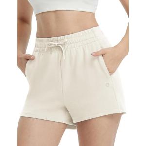 imagebaleaf Womens 4quot High Waisted Workout Shorts with Pockets Elastic Athletic Gym Running Yoga Shorts Modal SoftLight Brown