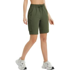 imagebaleaf Womens 9quot Cargo Shorts Hiking Water Resistant Pockets Bermuda Lightweight UPF50 Camping Travel OutdoorDark Army Green