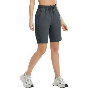 imagebaleaf Womens 9quot Cargo Shorts Hiking Water Resistant Pockets Bermuda Lightweight UPF50 Camping Travel OutdoorGray