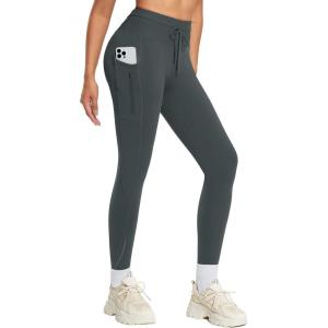 imagebaleaf Womens Fleece Lined Leggings High Waisted Water Resistant Winter Warm Running Thermal Pants Zipper PocketGray