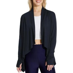imagebaleaf Womens Long Sleeve Sun Shirts UPF 50 Lightweight Open Front Cardigan with Pockets Beach Cover Up SPF Sun WrapBlack