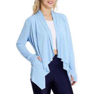 imagebaleaf Womens Long Sleeve Sun Shirts UPF 50 Lightweight Open Front Cardigan with Pockets Beach Cover Up SPF Sun WrapBlue