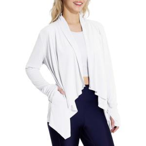 imagebaleaf Womens Long Sleeve Sun Shirts UPF 50 Lightweight Open Front Cardigan with Pockets Beach Cover Up SPF Sun WrapWhite