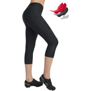 imagebaleaf Womens Padded Bike Pants High Waist Cycling Shorts 34 Bicycle Capris Legging Zipper Pockets UPF 5018 Inchall Black