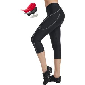 imagebaleaf Womens Padded Bike Pants High Waist Cycling Shorts 34 Bicycle Capris Legging Zipper Pockets UPF 5018 Inchgrey
