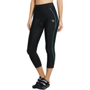imagebaleaf Womens Padded Bike Pants High Waist Cycling Shorts 34 Bicycle Capris Legging Zipper Pockets UPF 5020 Inchblue Line