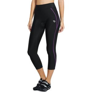 imagebaleaf Womens Padded Bike Pants High Waist Cycling Shorts 34 Bicycle Capris Legging Zipper Pockets UPF 5020 Inchpurple Line