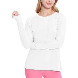 imagebaleaf Workout Shirts for Women Long Sleeve Quick Dry Gym Athletic Tops Moisture Wicking Yoga TShirts White M