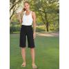 imagebaleaf Womens 15quot17quot Cotton Long Shorts Below The Knee with Pockets Drawstring Walking Bermuda Shorts Yoga Capri PantsBlack