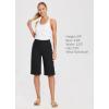 imagebaleaf Womens 15quot17quot Cotton Long Shorts Below The Knee with Pockets Drawstring Walking Bermuda Shorts Yoga Capri PantsBlack