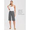 imagebaleaf Womens 15quot17quot Cotton Long Shorts Below The Knee with Pockets Drawstring Walking Bermuda Shorts Yoga Capri PantsGrey
