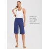 imagebaleaf Womens 15quot17quot Cotton Long Shorts Below The Knee with Pockets Drawstring Walking Bermuda Shorts Yoga Capri PantsNavy