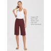 imagebaleaf Womens 15quot17quot Cotton Long Shorts Below The Knee with Pockets Drawstring Walking Bermuda Shorts Yoga Capri PantsWine