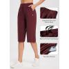 imagebaleaf Womens 15quot17quot Cotton Long Shorts Below The Knee with Pockets Drawstring Walking Bermuda Shorts Yoga Capri PantsWine