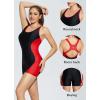imagebaleaf Womens One Piece Boyleg Swimsuit Athletic Racerback Sport Swimwear Conservative Slimming Bathing SuitsBlackRed