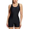 imagebaleaf Womens One Piece Boyleg Swimsuit Athletic Racerback Sport Swimwear Conservative Slimming Bathing SuitsBlack