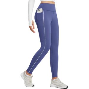 imagebaleaf Womens Fleece Lined Leggings Thermal Warm Winter Tights with Pockets High Waisted Yoga PantsClassic Navy