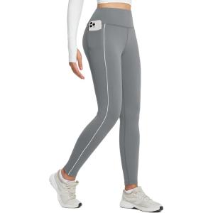 imagebaleaf Womens Fleece Lined Leggings Thermal Warm Winter Tights with Pockets High Waisted Yoga PantsGraphite Gray