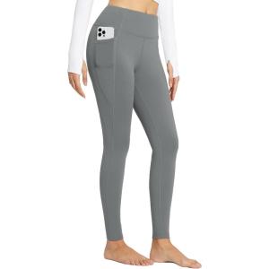 imagebaleaf Womens High Waisted Fleece Lined Leggings Workout Gym Pants with Pockets Thermal Winter Cold WeatherGraphite Gray