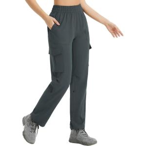 imagebaleaf Womens Hiking Pants Water Resistant Convertible Cargo Capri Roll Up Capri UPF50 Zipper Pockets Clothing TravelGray
