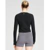 imagebaleaf Womens Long Sleeve Crop Top for Workout Yoga Wrap Tops V Neck Slim Fit Shirts with Thumb HolesBlack