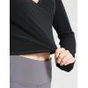 imagebaleaf Womens Long Sleeve Crop Top for Workout Yoga Wrap Tops V Neck Slim Fit Shirts with Thumb HolesBlack